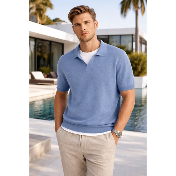 The Commons Other - The Commons Johnny 100% Cashmere Collared Polo Sweater Short Sleeve Quiet Luxury